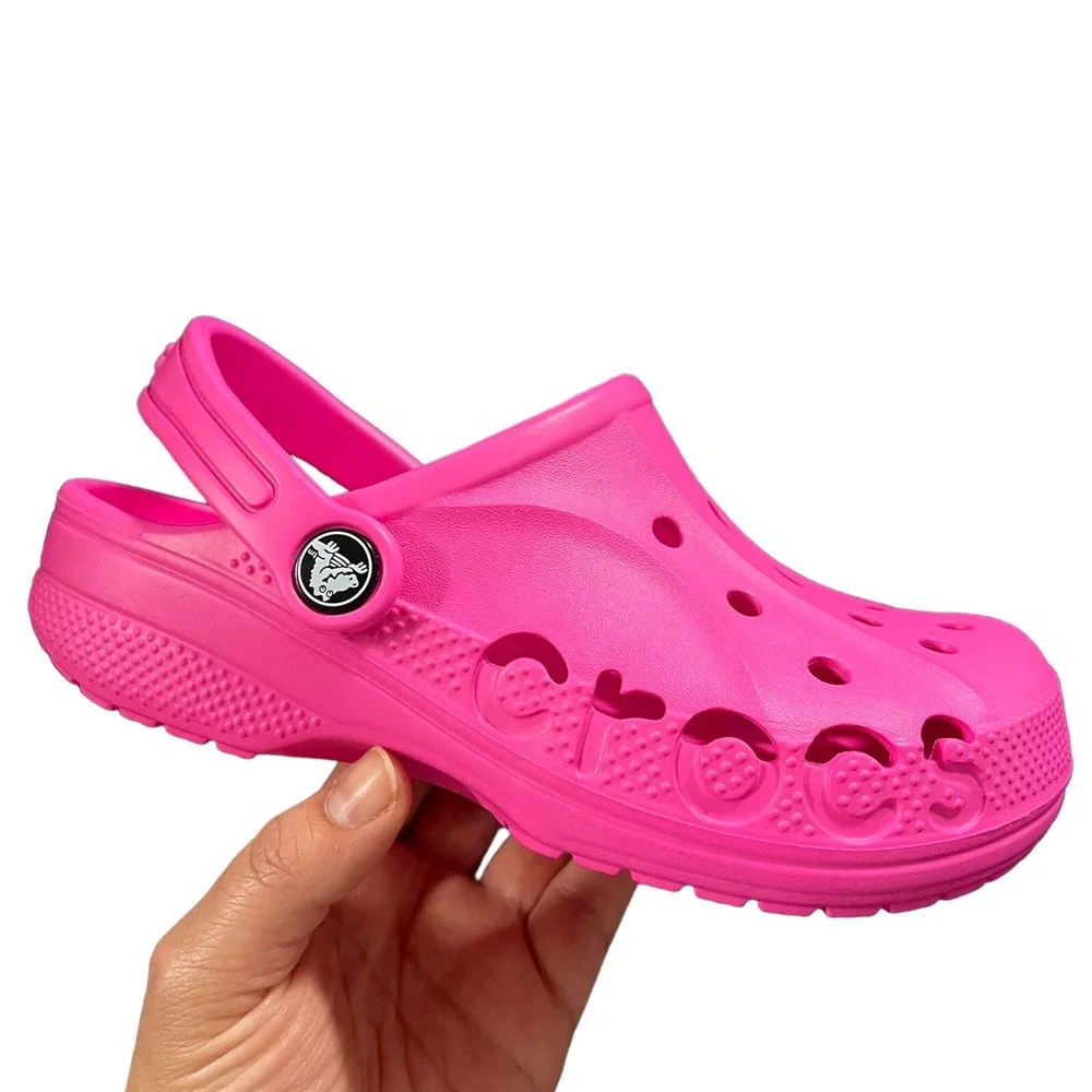 Crocs Baya Youth Girls Slip-on Clogs Size 2 (J2) Pink Water Friendly Lightweight